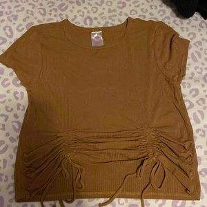 mustard cropped shirt